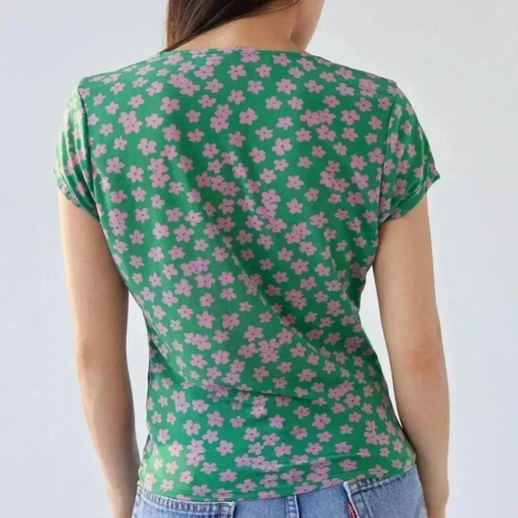 NWT LISA SAYS GAH Angie Floral Short Sleeve Color Block T-Shirt Tee Shirt XL - Picture 2 of 6